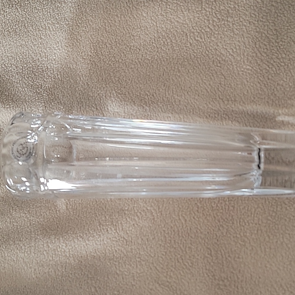 Lenox Crystal Vase with Ribbed Texture and Decorative Top